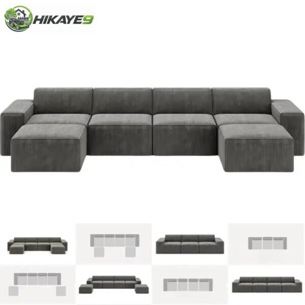 Modular U Shape Sofa Compressed Sectional Couches Furniture Set for Living Room Home Decor