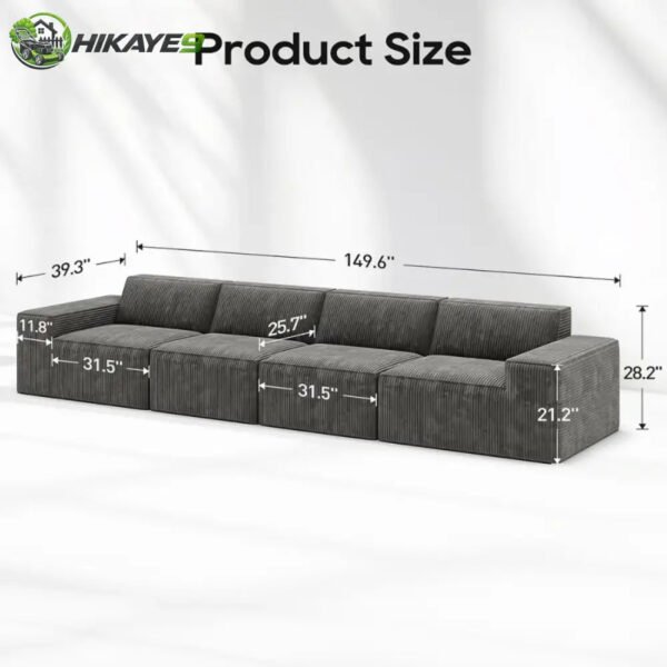 Modular U Shape Sofa Compressed Sectional Couches Furniture Set for Living Room Home Decor - BestSet-4SeatSofa